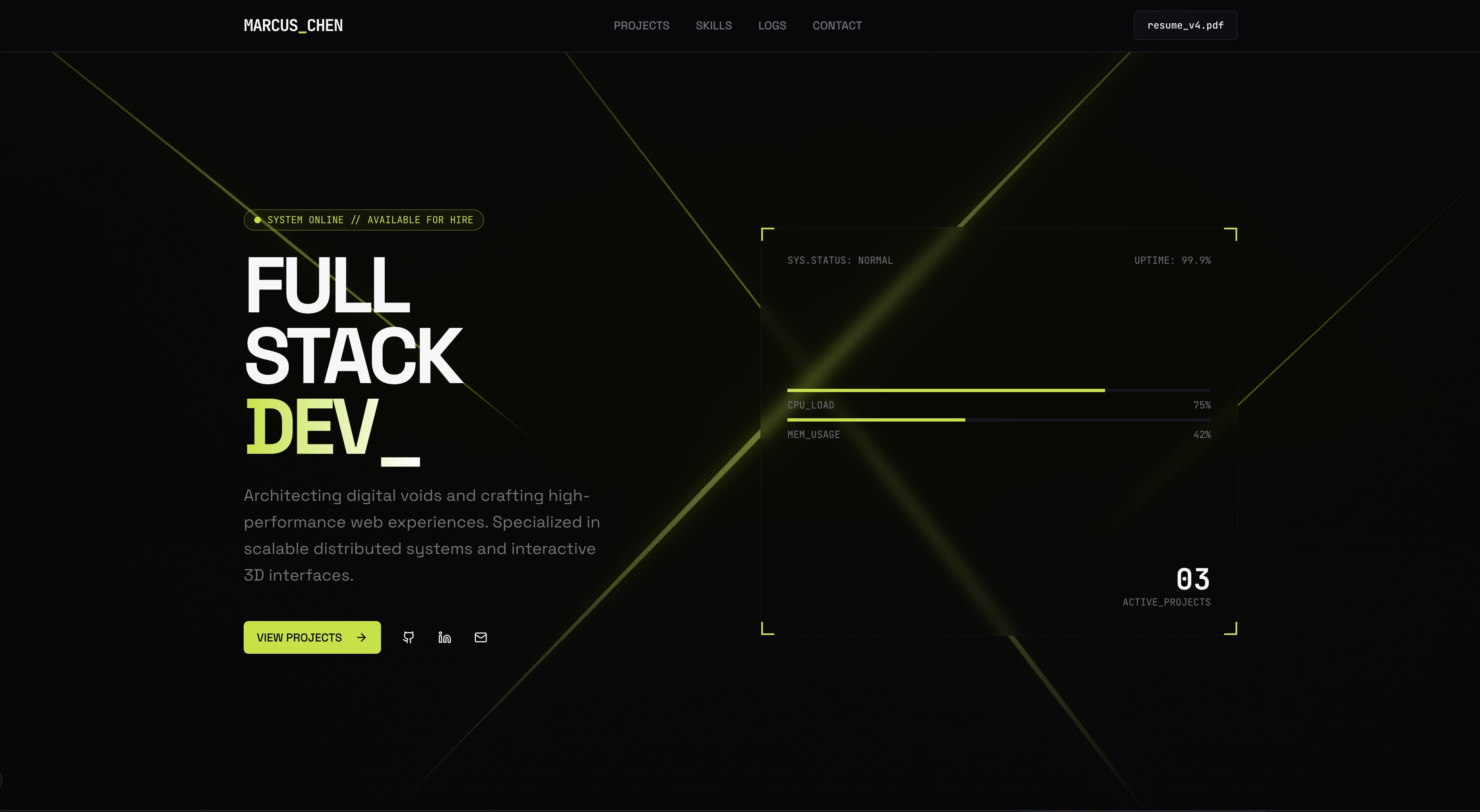 Devstarter - Developer portfolio template built with shadcn & Next.js.